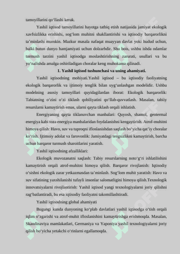 Odamlar turmush tarzini yashil iqtisodga moslashtirish 4