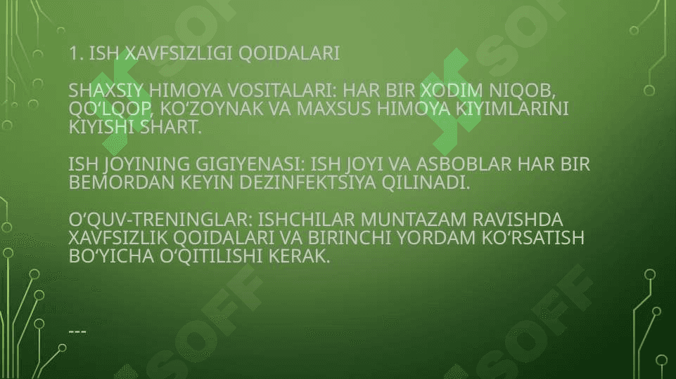 stomatologiyada ish xavfsizligi . stasionar bo'limlarda ish xavfsizligi 2