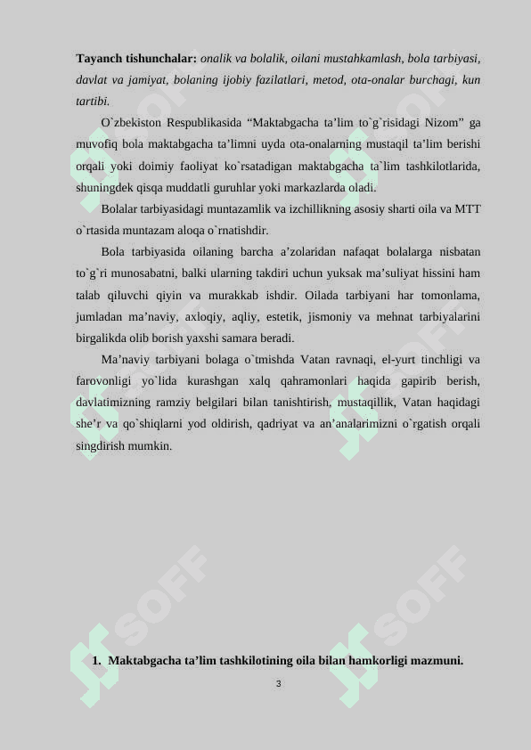 MAKTABGACHA TA’LIM MUASSASASI, OILA VA MAKTAB HAMKORLIGI 3