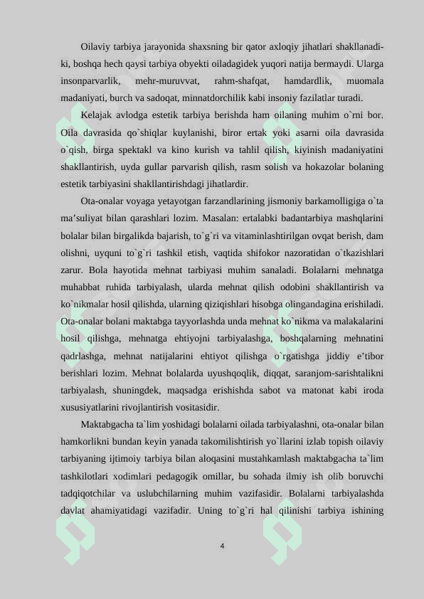MAKTABGACHA TA’LIM MUASSASASI, OILA VA MAKTAB HAMKORLIGI 4