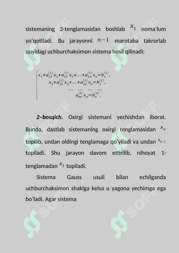 Chiziqli tenglamalar sistemalarni yechishning Jordana-Gauss usuli. Misollar 4