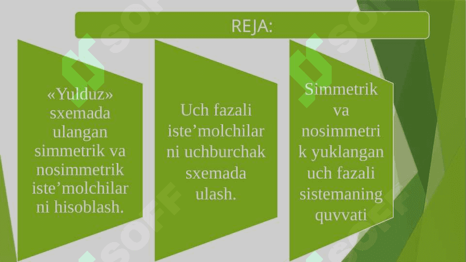 Generator chulg‘amlarini va istemolchilarning fazalarini «yulduz» shaklida ulash. 2