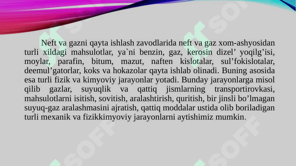 Gazni kimyoviy qayta ishlash jihoz va uskunalari 2