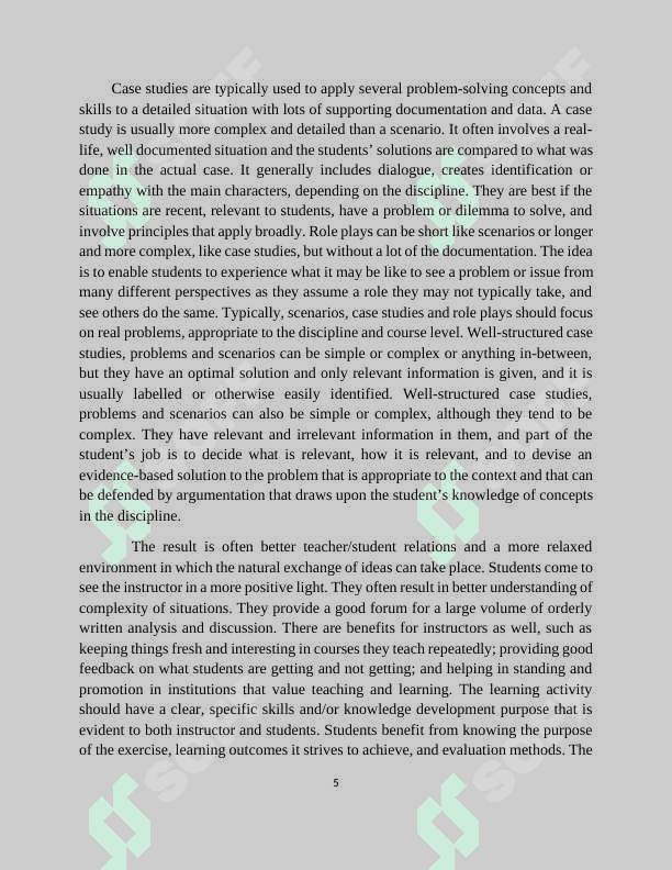 The progress in teaching with the use of case-study role play and simulation 5