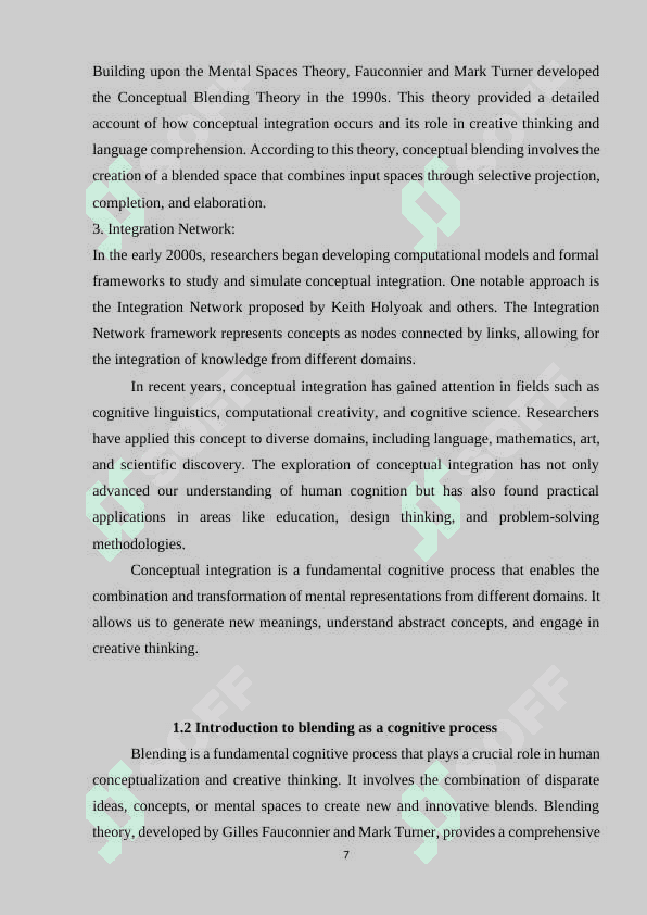 BLEND, INPUT, CROSS-DOMAIN CONCEPTS OF CONCEPTUAL INTEGRATION 7