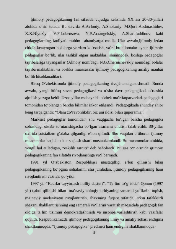 Ijtimoiy pedagogik g‘oyalarning Markaziy Osiyo, Rossiya va G‘arbdagi tarixi 8