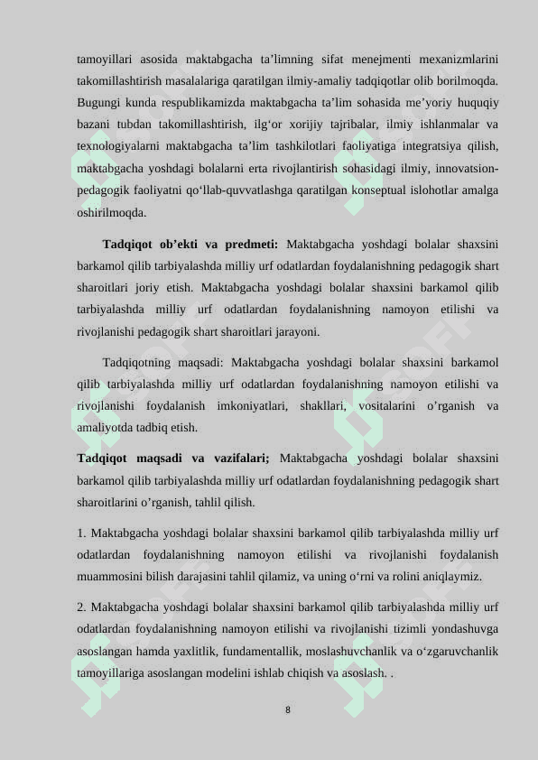 Maktabgacha yoshdagi bolalar shaxsini barkamol qilib tarbiyalashda milliy urf odatlardan foydalanish 8