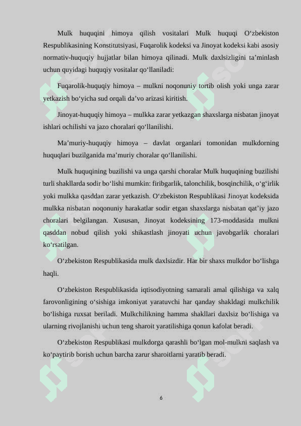 MULKNI QASDDAN NOBUD QILISH YOKI SHIKASTLASH UCHUN JAVOBGARLIK 6