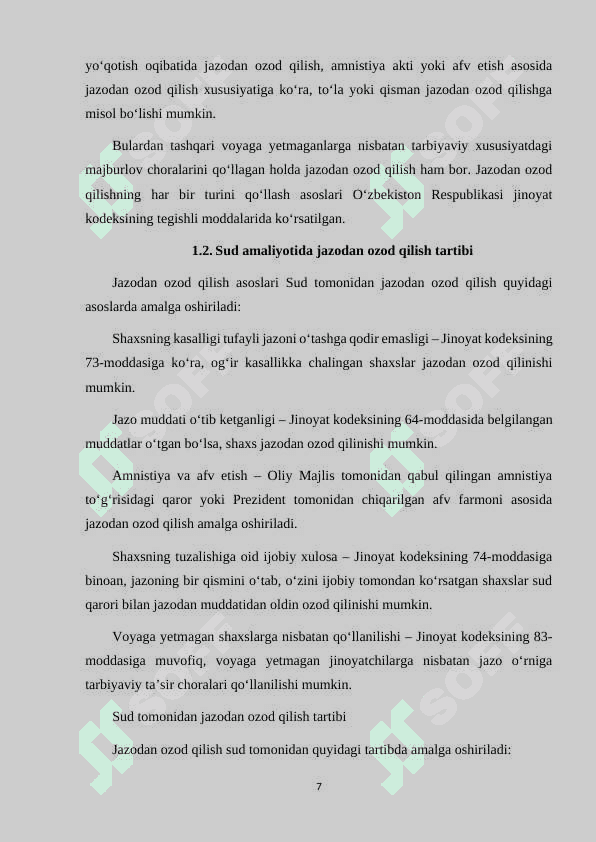 O'ZBEKISTON JINOYAT QONUNCHILIGIDA JAZODAN OZOD QILISH ASOSLARI VA TARTIBI 7