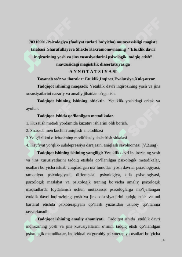 YETUKLIK  DAVRI INQIROZINING  YOSH VA JINS XUSUSIYATLARINI  PSIXOLOGIK  TADQIQ  ETISH 3