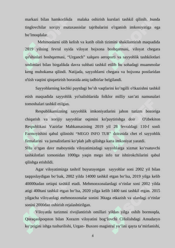 Xorazm viloyatining turistik salohiyati va tur paketlar yaratish 4