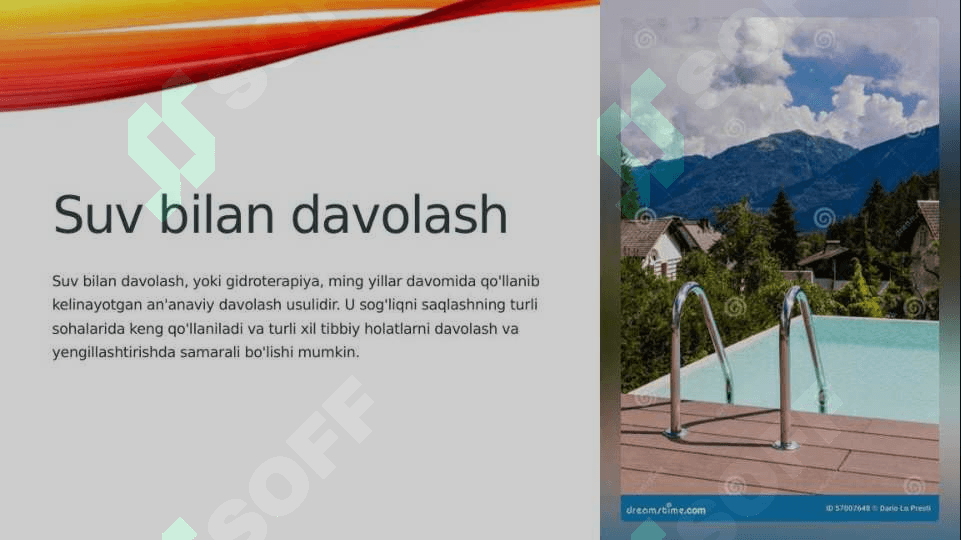 Quyosh suv va havo vannalari bilan davolash 7