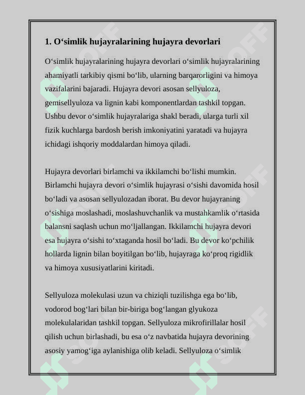 OʻSIMLIK VA HAYVON HUJAYRALARINING FARQLI VA OʻXSHASHLIK BELGILARI 3