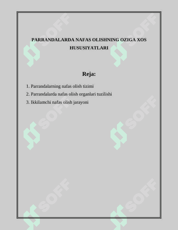 PARRANDALARDA NAFAS OLISHNING OZIGA XOS HUSUSIYATLARI 2