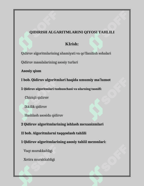QIDIRISH ALGARITMLARINI QIYOSI TAHLILI 2