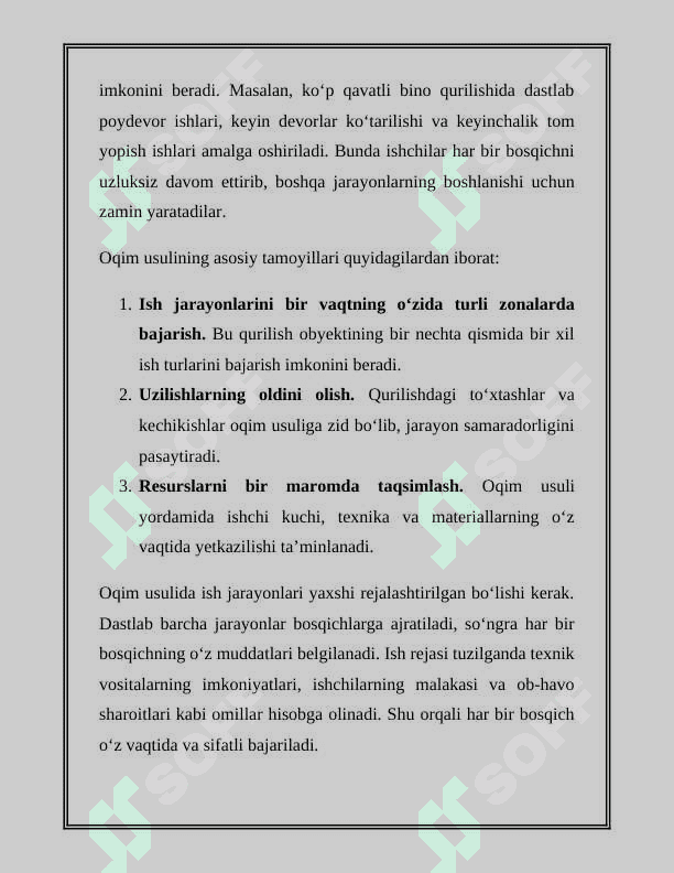 QURILISHNI OQIM USULIDA TASHKIL QILISH ASOSLARI 5