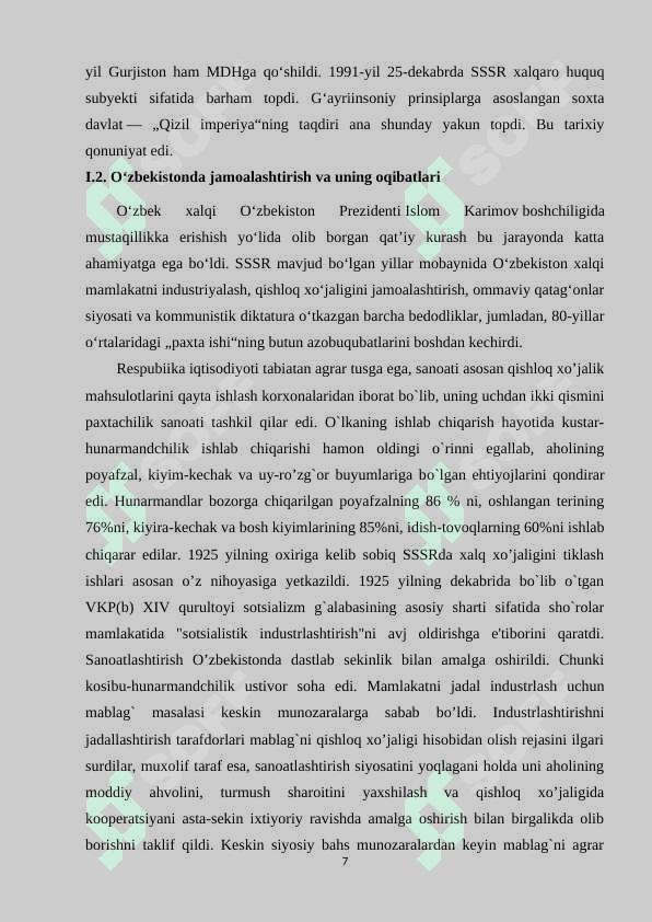 O`ZBEKISTONDA JAMOALASHTIRISH VA UNING OQIBATLARI 7