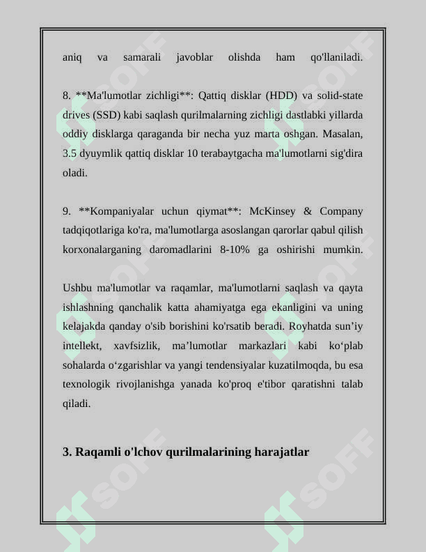 RAQAMLI O‘LCHOV QURILMALARINING AFZALLIK VA KAMCHILIKLARI 8