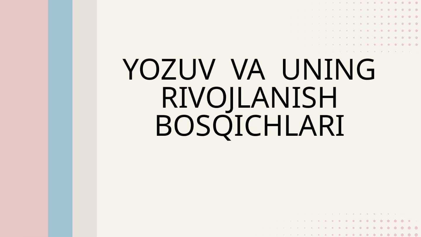 YOZUV  VA  UNING RIVOJLANISH BOSQICHLARI