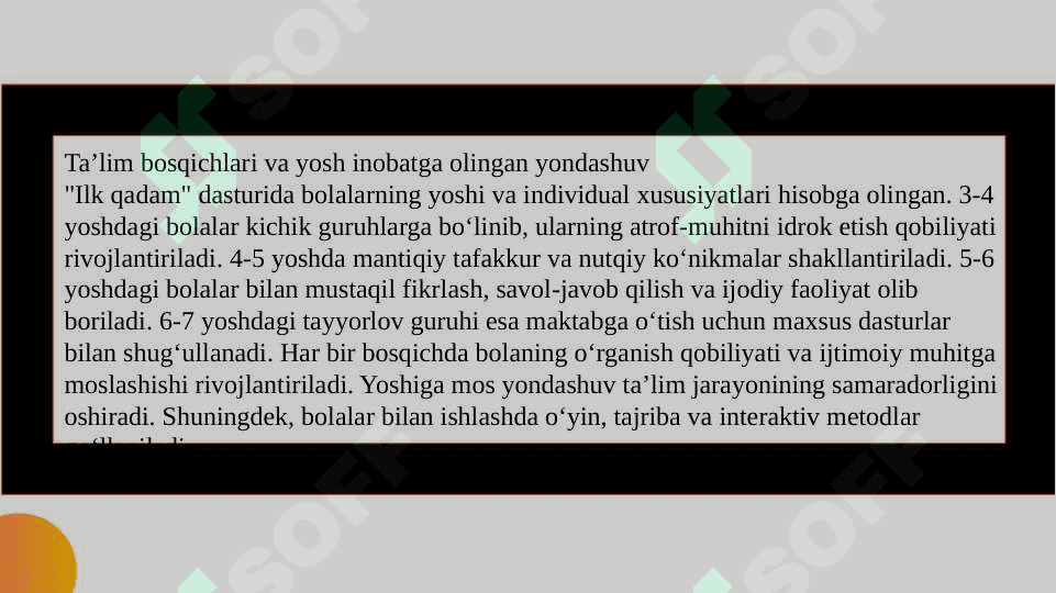 Ilk qadam" davlat o‘quv dasturi (takomillashtirilgan) 6