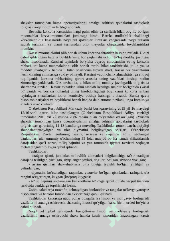 PUL MABLAG‘LARI VA VALYUTA OPERATSIYALARI HISOBI 6