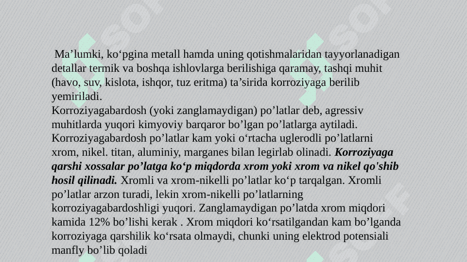 Korroziya, uning turlari va oldini olish choralari 2