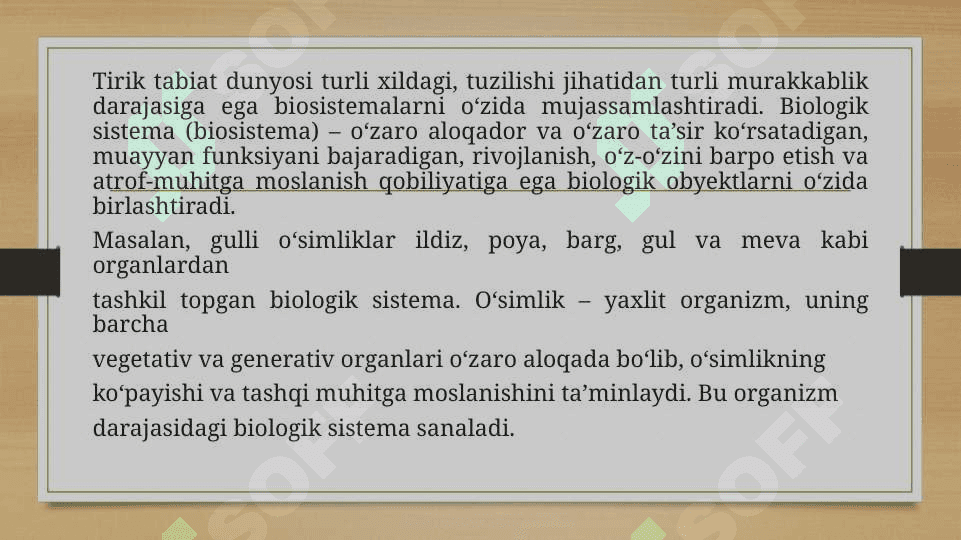 biologik tizimlar. ekologiya- biologik tizimlar haqidagi fan 6