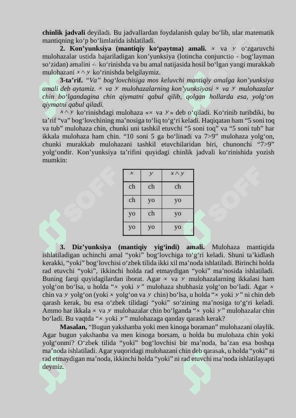 MULOHAZALAR ALGEBRASI. MULOHAZALAR USTIDA AMALLAR 3