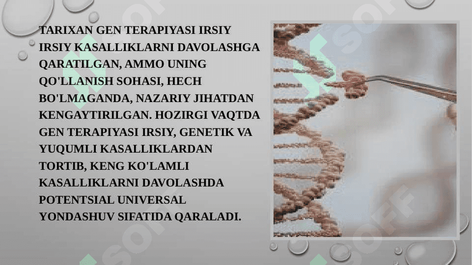Genoterapiya . Geneoterapiya tarixi , gen terapiyasi usullari , havfi 6