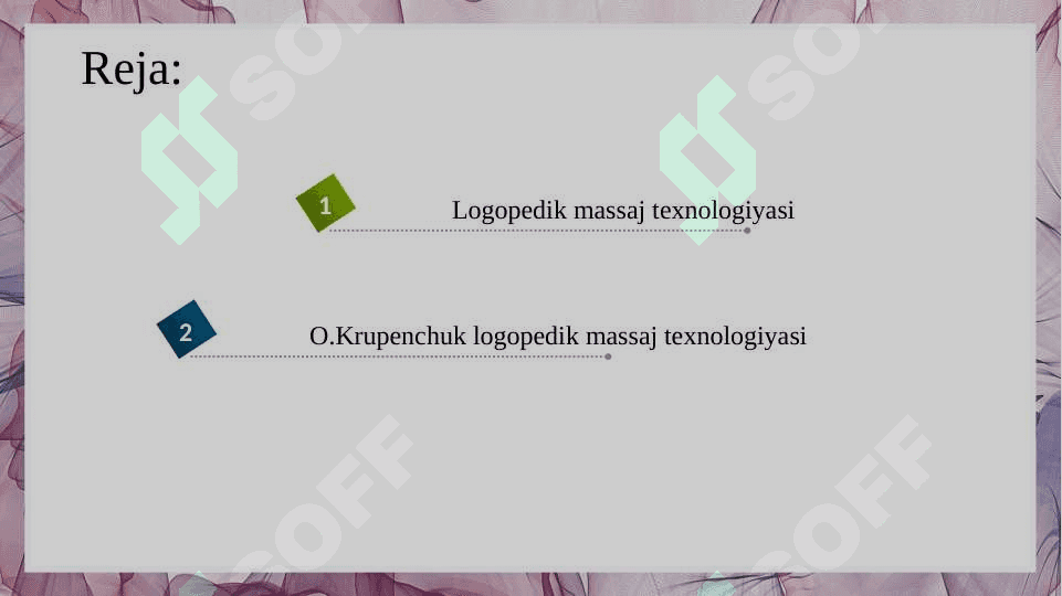 O.I.Krupenchuk usuli bo’yicha logopedik massajni o’tkazish texnologiyasi 2