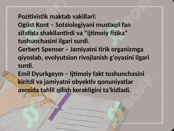 Sotsiologiyada Pozitivistik-Naturalistik maktablar 5