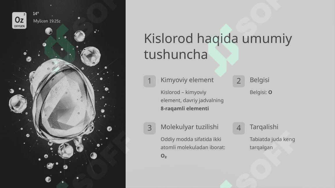 Kislorodning umumiy tavsifi  Kimyo, 7-sinf 3