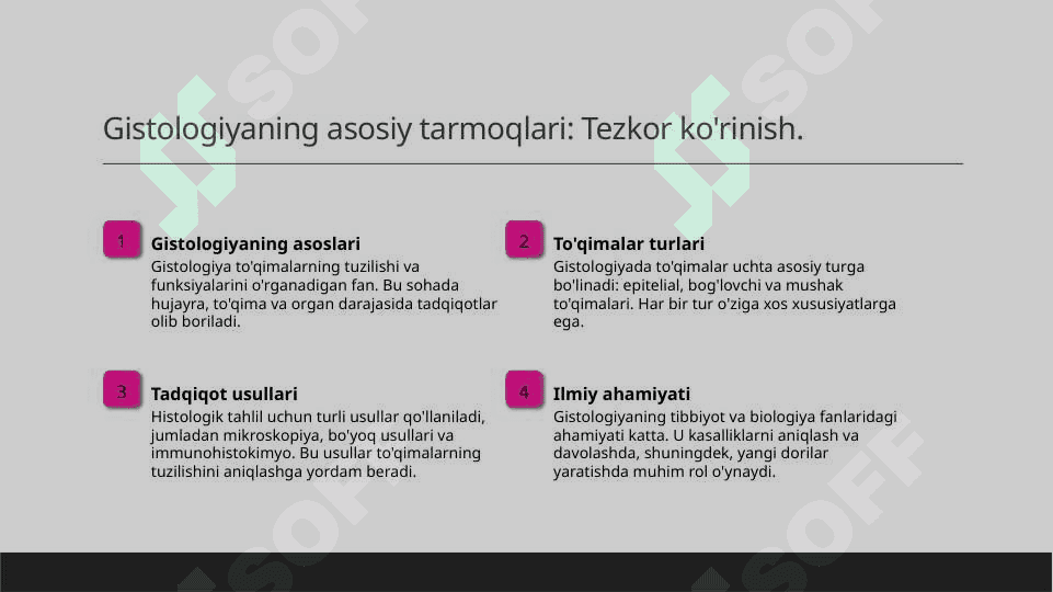 Gistologiyaning tarmoqlari va bo`limlari 3