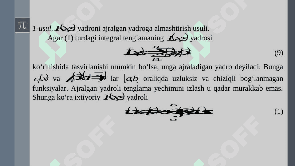 Fredgolm integral tenglamalarini taqribiy yechish usullari 7