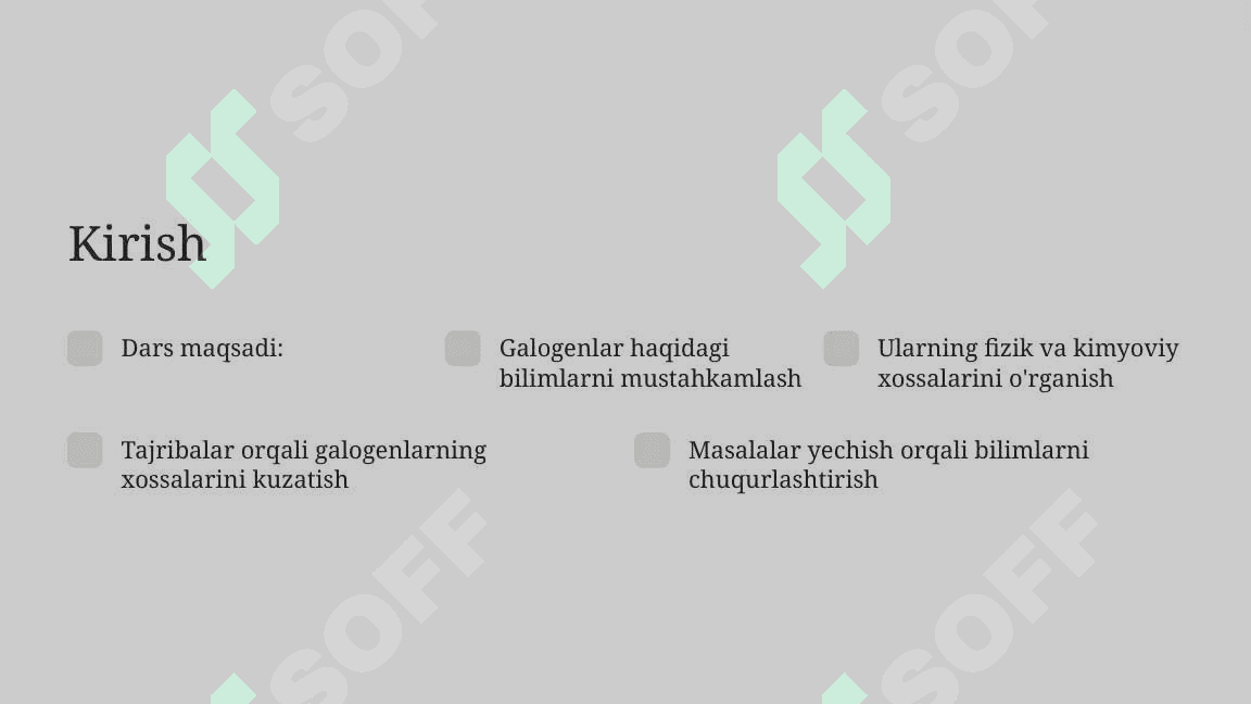 1-amaliy ish. "Galogenlar" mavzusi bo'yicha tajribaviy masalalar yechish  Fan: Kimyo | Sinf: 8-sinf 2