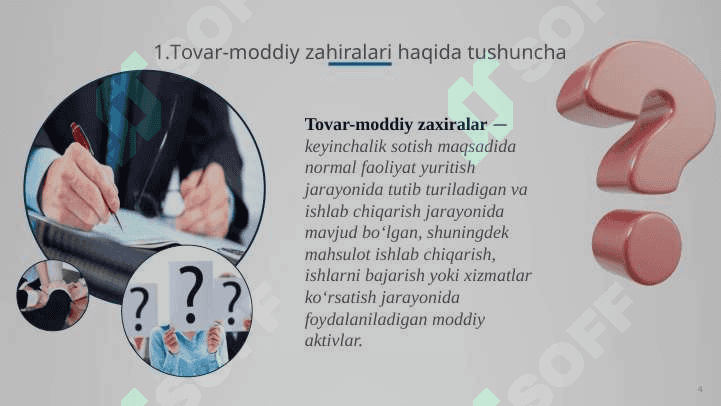 TOVAR-MODDIY ZAXIRALAR TUSHUNCHASI 4