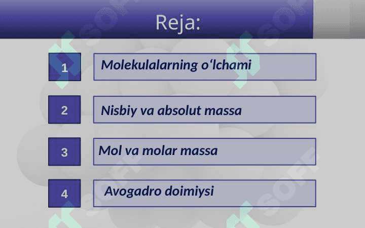 Molekulalarning o‘lchami, nisbiy va absolut massasi. 2