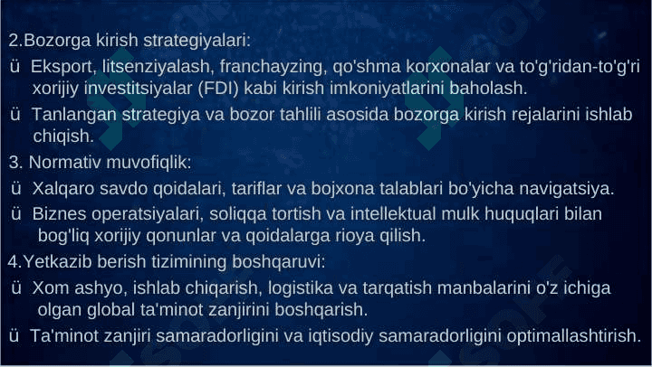 Xalqaro biznesda strategik tahlil Xalqaro ekspansiya 6