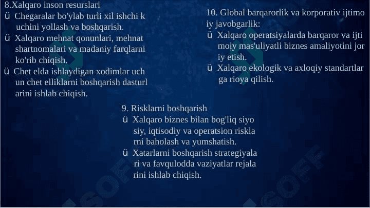 Xalqaro biznesda strategik tahlil Xalqaro ekspansiya 8