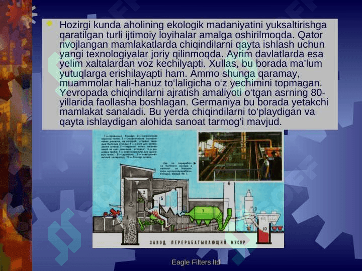 turli extiyojlar  uchun sanoat  chiqindilari asosida to'ldiruvchilarni ishlab chiqarish 7