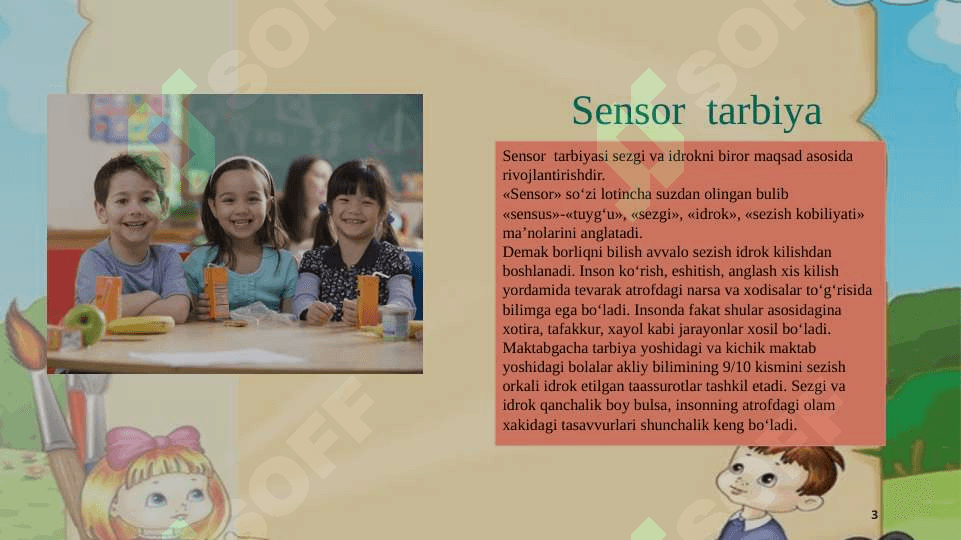 Maktabgacha bolalarning Sensor tarbiyasi 3