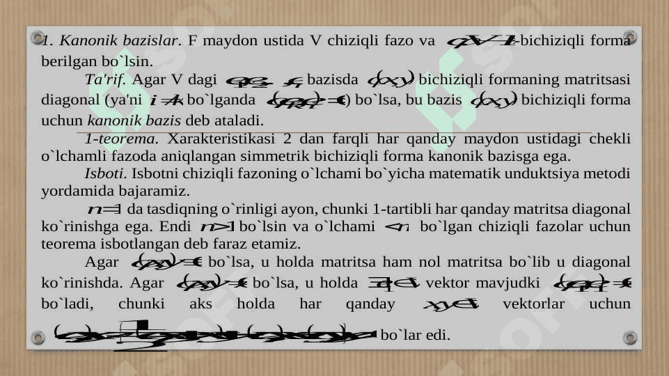 Kvadaritik formani kanonik shaklga keltirish 3