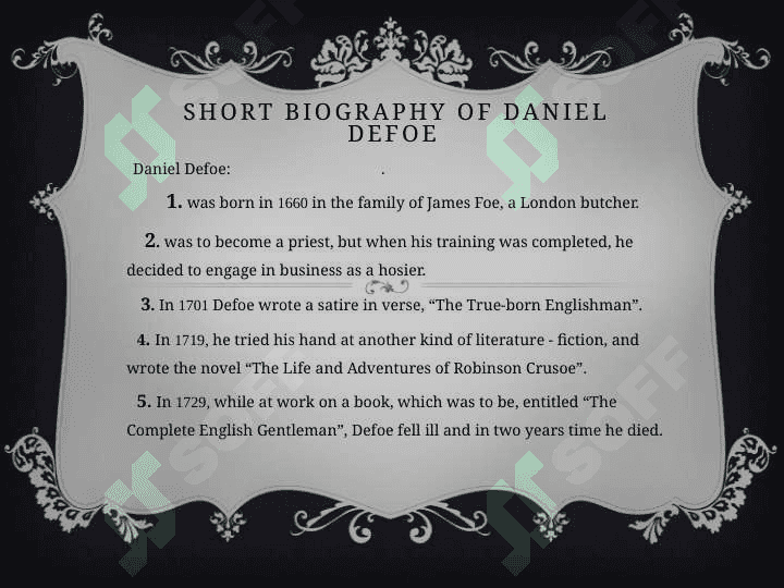 DANIEL DEFOE (1660 - 1731) 2