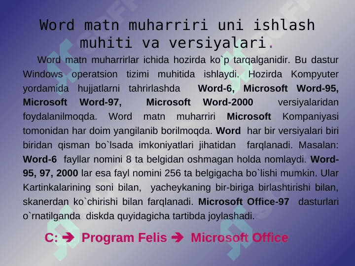 Microsoft Word matn muharriri 4