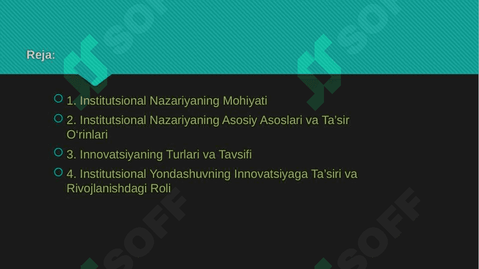 RIVOJLANISHNING INSTITUTSIONAL NAZARIYASI VA INNOVATSIYA TURLARI 2