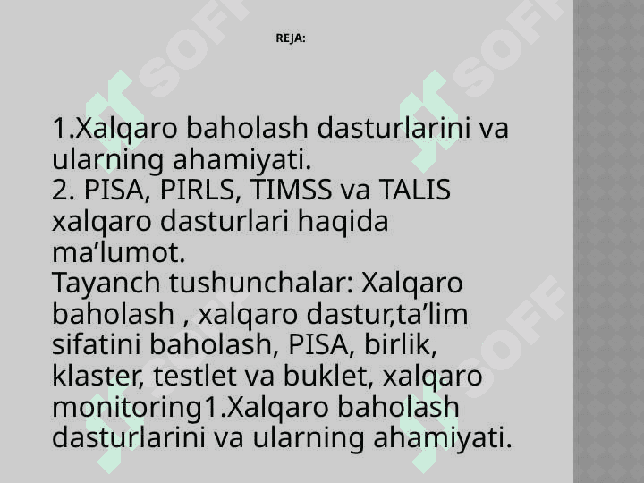 Milliy o’quv dasturi (m1,M2,m3,m4) kompetensiyalar mazmuni. O’tkazilgan xalqaro baholash dasturlarida taqdim etilgan topshiriqlar tahlili 2