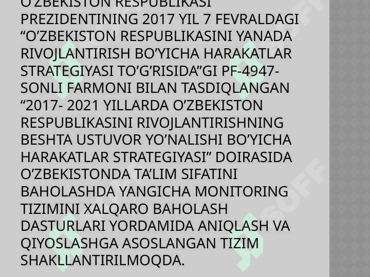 Milliy o’quv dasturi (m1,M2,m3,m4) kompetensiyalar mazmuni. O’tkazilgan xalqaro baholash dasturlarida taqdim etilgan topshiriqlar tahlili 4