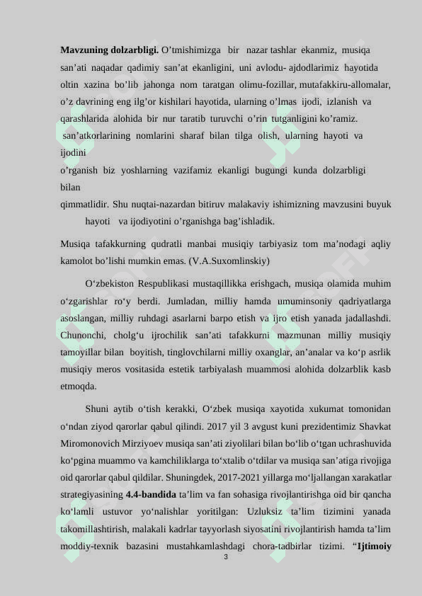 XX asrning oxiri XXI asrda yashab ijod qilayotgan o’zbek kompozitorlarining ijodiy  qiyofasi. 3