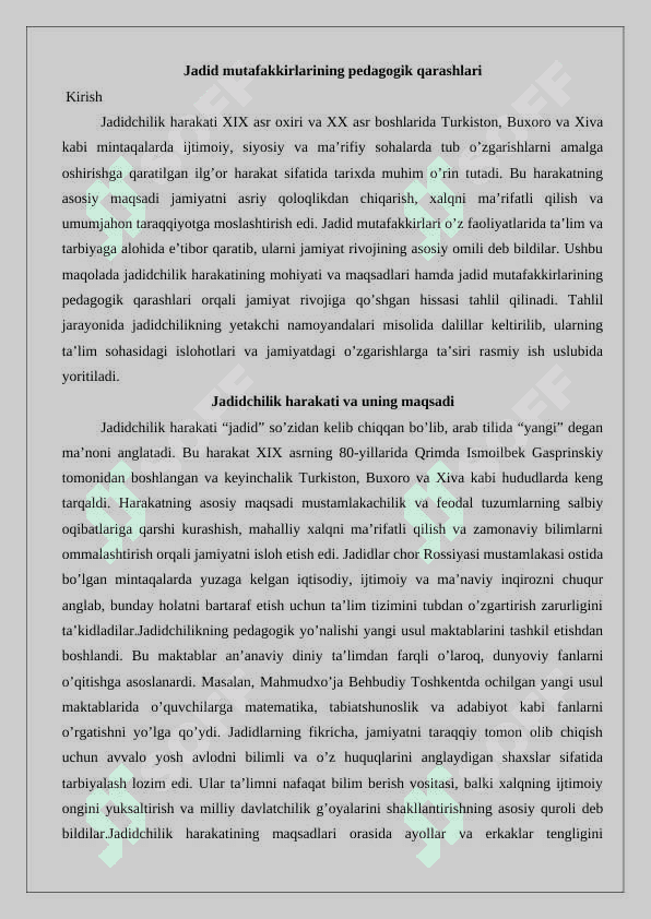 Jadid mutafakkirlarining pedagogik qarashlari 2