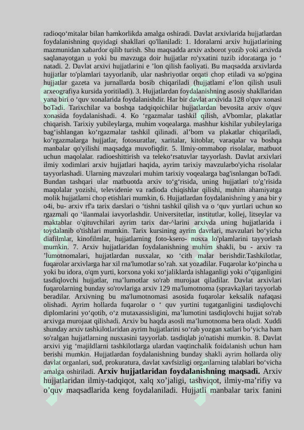 Arxiv hujjjatlaridan foydalanish maqsadi 7